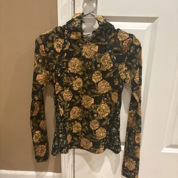 FP Movement by Free People Black and Gold Floral Blouse - Picture 8 of 9